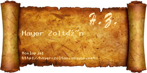 Hayer Zoltán névjegykártya